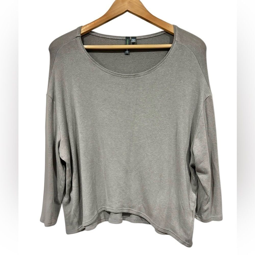 Shannon Passero Gray Longsleeved Tunic Top Basic Casual Large Crew Neck Soft